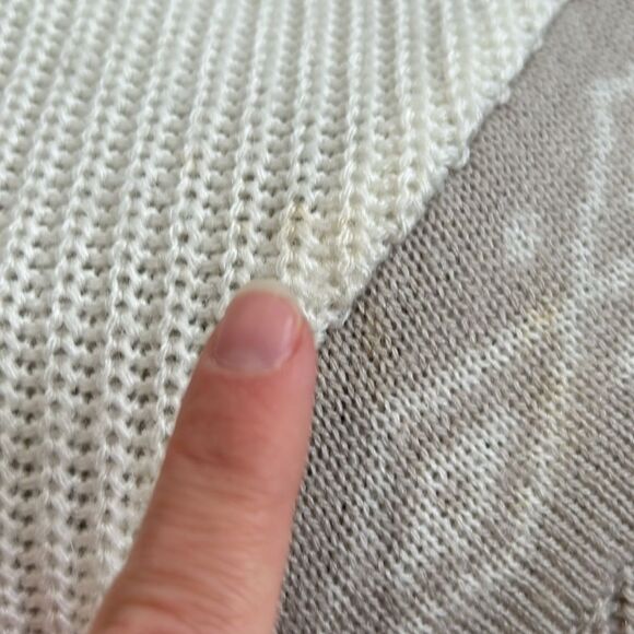 Vintage Chevron Longsleeve Womens Petite Cream Beige Sweater - Picture 11 of 14